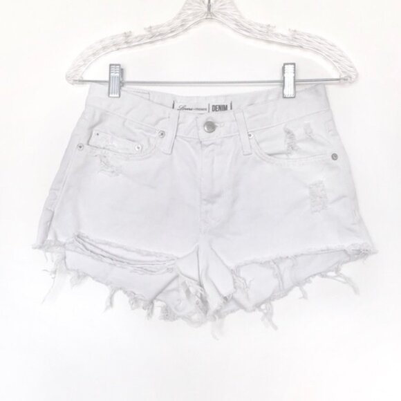 Lovers + Friends White Denim High-Rise Shorts - Picture 5 of 5